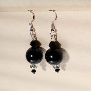 Black Bauble Earrings - Handmade
